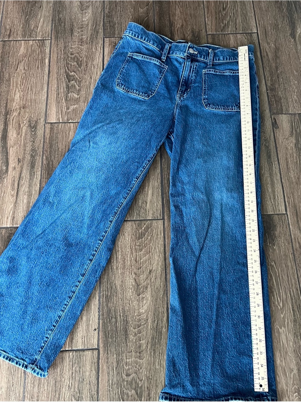 J.Crew Full Length Wide Leg Jeans Size 30P Petite High Rise Dark Wash - Picture 6 of 8